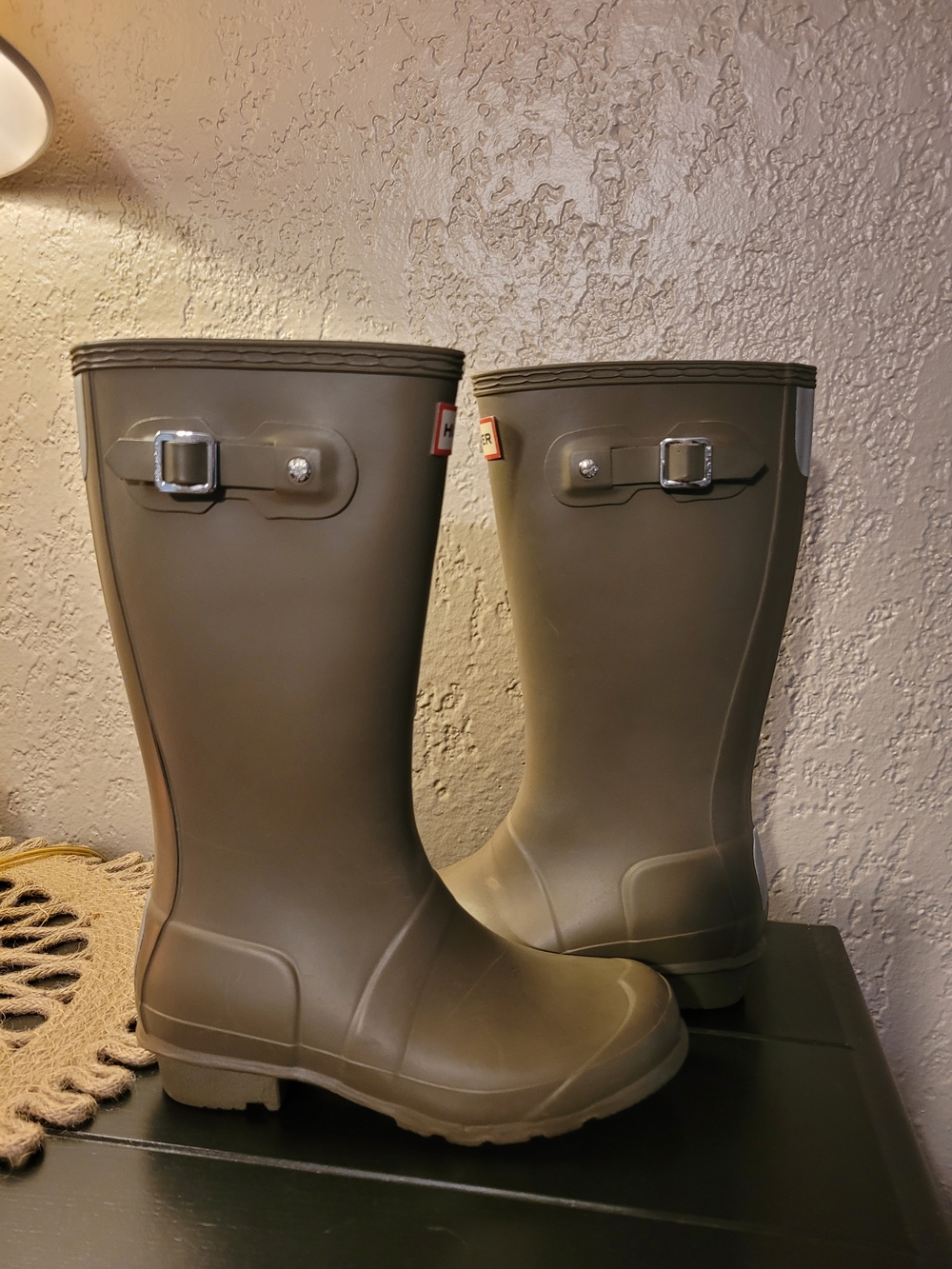 Hunter Original Kids Tall Rain Boots Olive Green Waterproof Size 3B/4G - Picture 6 of 14